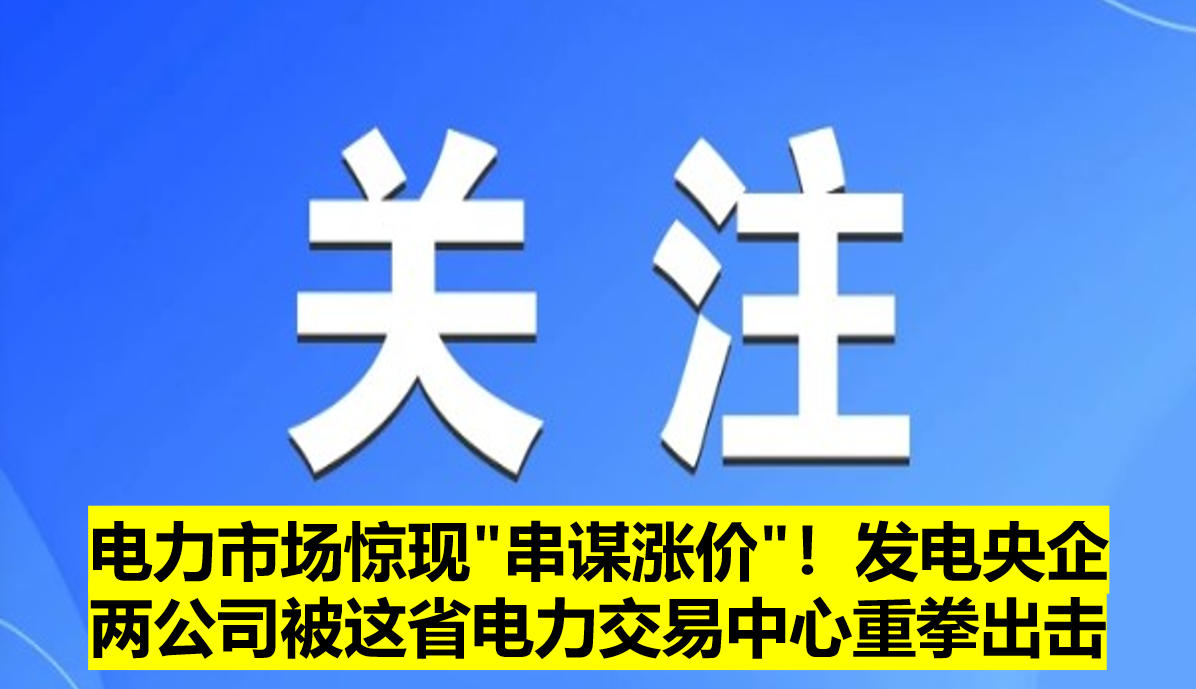 電力市場(chǎng)驚現(xiàn)"串謀漲價(jià)"！發(fā)電央企兩公司被這省電力交易中心重拳出擊?